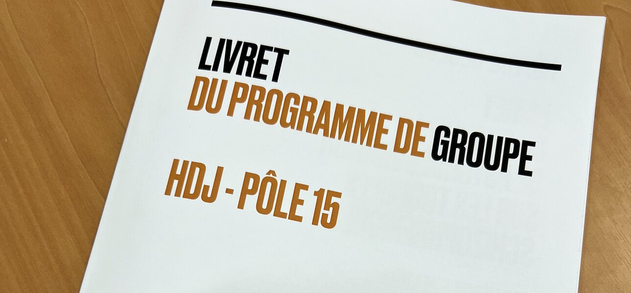 Détail de la couverture du "Livret du programme Groupe HDJ-Pôle 15" du GHU Paris Psychiatrie et Neurosciences