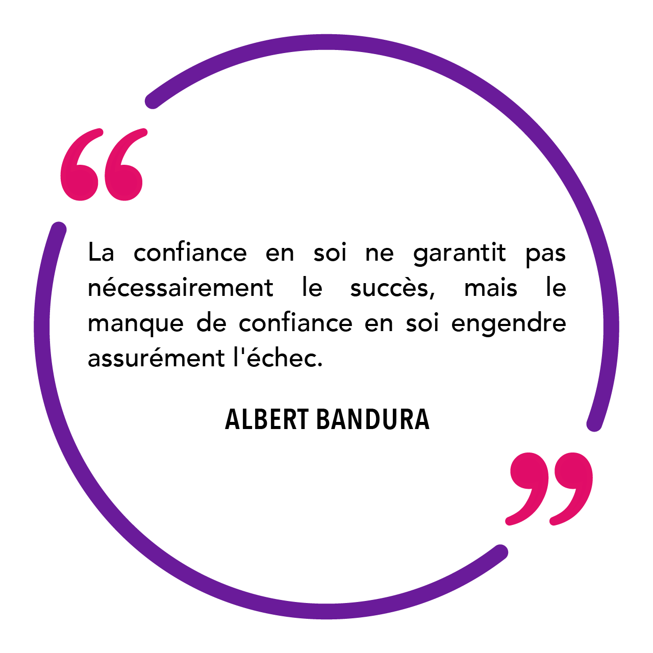 "La confiance en soi ne garantit pas nécessairement le succès, mais le manque de confiance en soi engendre assurément l'échec." Albert Bandura