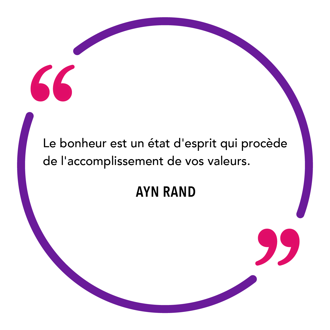 @Le bonheur est un état d'esprit qui procède de l'accomplissement de vos valeurs." Ayn Rand