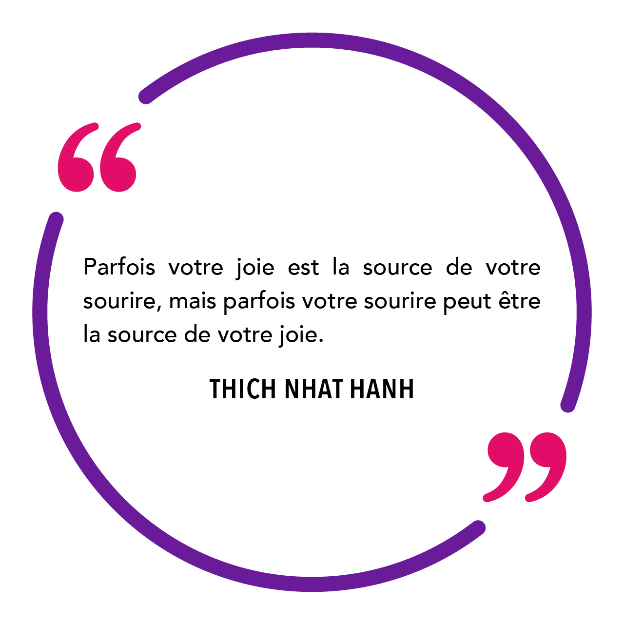 @Parfois votre joie est la source de votre sourire, mais parfois votre sourire peut être la source de votre joie." Thich Nhat Hanh