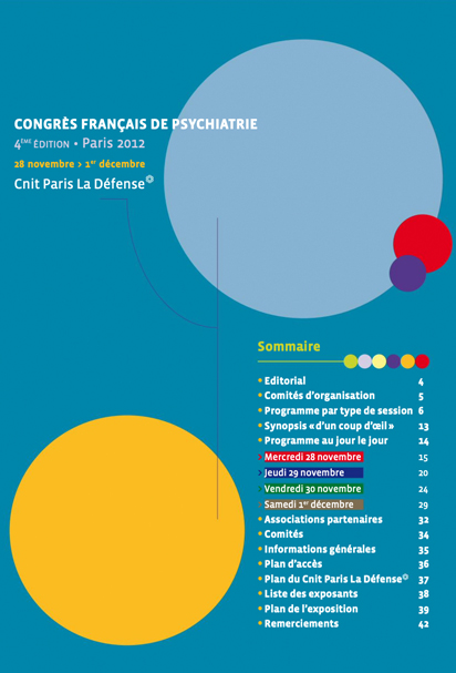 Première de couverture du programme du Congrès Français de Psychiatrie, Paris, 2012