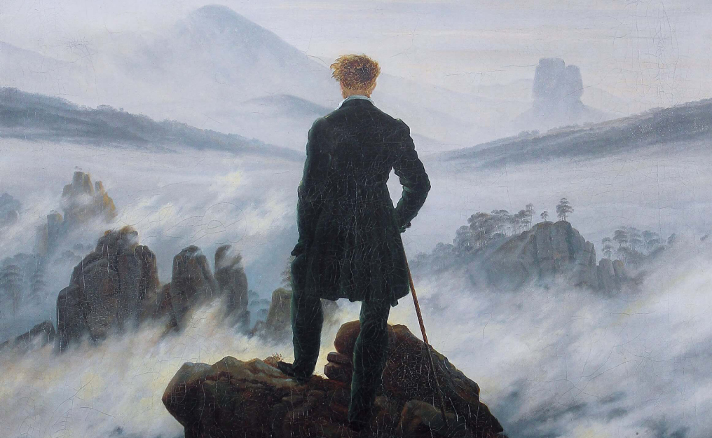 Photo d'un détail du tableau "Le Voyageur contemplant une mer de nuages" de Caspar David Friedrich (1818)