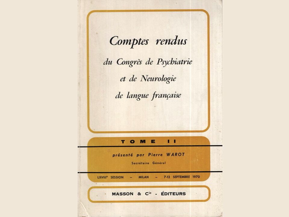 Couverture du "Compte-rendu du Congrès de Psychiatrie et de Neurologie de langue française" (tome 2), présenté par Pierre Warot