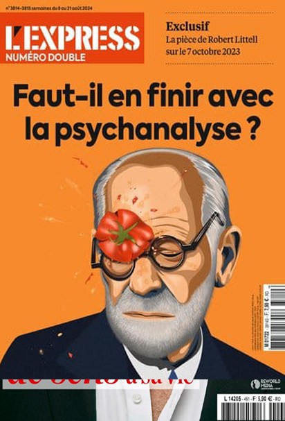 Couverture du magazine L'Express du 8 août 2024. Dossier : faut-il en finir avec la psychanalyse ?